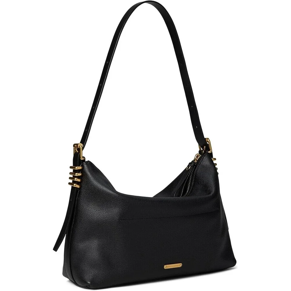 Rebecca Minkoff Buckle Up Shoulder Bag Womens OS Black Leather Adjustable RED424